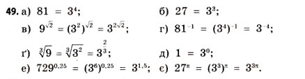 Завдання № 49 - § 2. Степеневі та показникові функції - ГДЗ Математика 11 клас Г.П. Бевз, В.Г. Бевз 2011 - Рівень стандарту