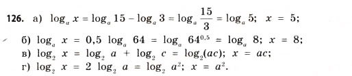 Завдання № 126 - § 4. Логарифми та логарифмічні функції - ГДЗ Математика 11 клас Г.П. Бевз, В.Г. Бевз 2011 - Рівень стандарту
