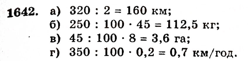 Завдання № 1642 - § 37. Задачі на відсотки - ГДЗ Математика 5 клас Г.П. Бевз, В.Г. Бевз 2005