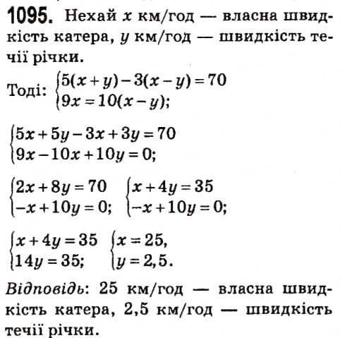 Завдання № 1095 - § 4. Системи лінійних рівнянь із двома змінними - ГДЗ Алгебра 7 клас А.Г. Мерзляк, В.Б. Полонський, М.С. Якір 2015