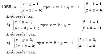 Завдання № 1055 - § 26. Системи рівнянь - ГДЗ Алгебра 7 клас Г.П. Бевз, В.Г. Бевз 2007