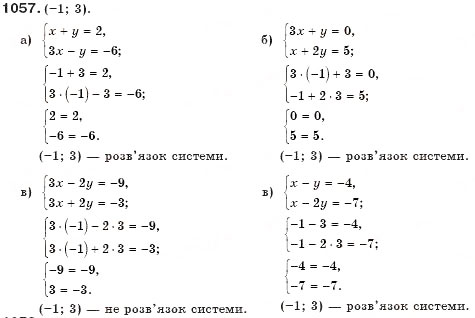 Завдання № 1057 - § 26. Системи рівнянь - ГДЗ Алгебра 7 клас Г.П. Бевз, В.Г. Бевз 2007