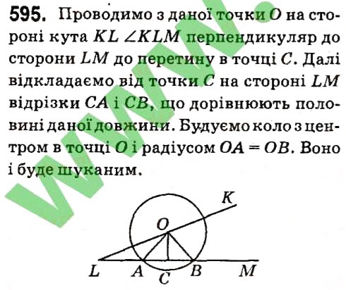 Завдання № 595 - § 4. Коло і круг. Геометричні побудови - ГДЗ Геометрія 7 клас А.Г. Мерзляк, В.Б. Полонський, М.С. Якір 2015