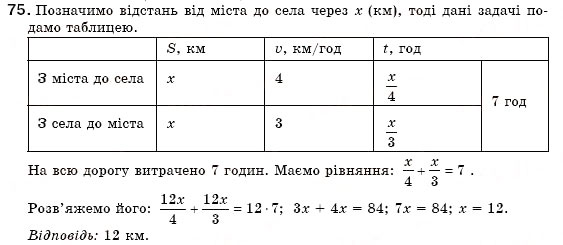 Завдання № 75 - § 3. Розв'язування задач за допомогою лінійних рівнянь. Рівняння як математична модель задачі (Уроки 5-8) - ГДЗ Алгебра 7 клас О.С. Істер 2007