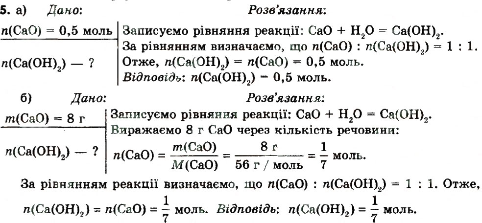 Завдання № 5 - § 31. Розрахунки за рівняннями хімічних реакцій - ГДЗ Хімія 8 клас О.В. Григорович 2016