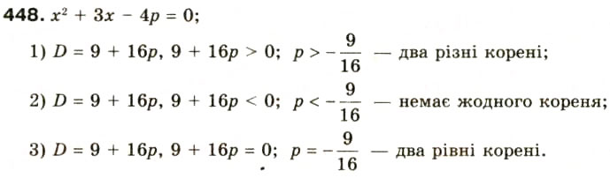 Завдання № 448 - § 21. Формула коренів квадратного рівняння - ГДЗ Алгебра 8 клас О.Я. Біляніна, Н.Л. Кінащук, І.М. Черевко 2008