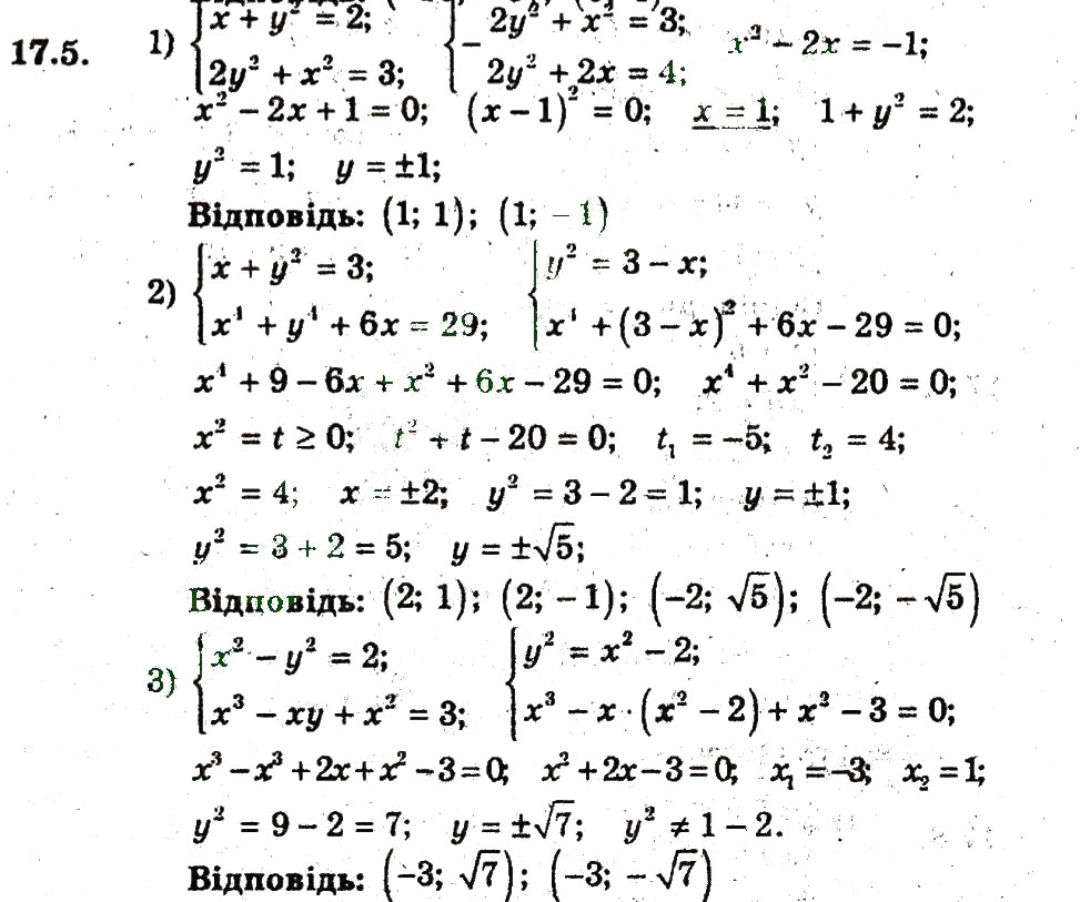 Завдання № 5 - 17. Розв'язування систем рівнянь з двома змінними - ГДЗ Алгебра 9 клас А.Г. Мерзляк, В.Б. Полонський, М.С. Якір 2009 - Поглиблений рівень вивчення