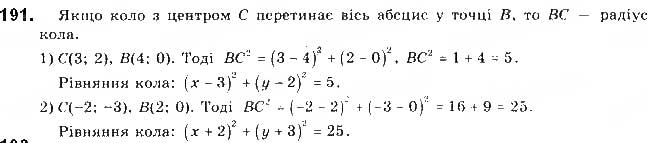 Завдання № 191 - § 5. Поняття рівняння фігури. Рівняння кола - ГДЗ Геометрія 9 клас М.І. Бурда, Н.А. Тарасенкова 2017