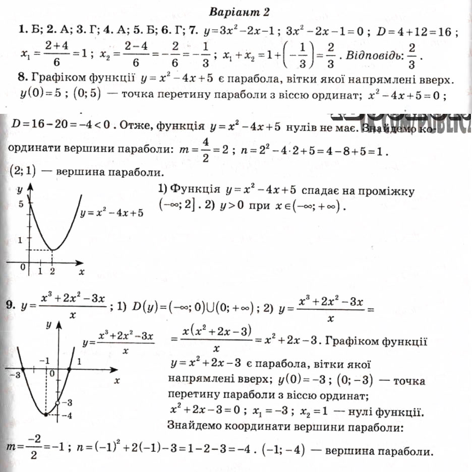Завдання № КР3 - Контрольні роботи - ГДЗ Алгебра 9 клас О.І. Каплун 2009 - Тест-контроль