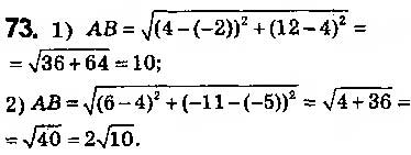 Завдання № 73 - § 3. Координати середини відрізка. Відстань між двома точками із заданими координатами - ГДЗ Геометрія 9 клас О.С. Істер 2017