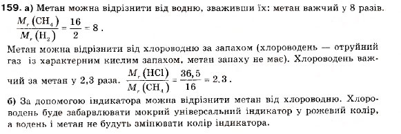 Завдання № 159 - § 17. Метан - ГДЗ Хімія 9 клас П.П. Попель, Л.С. Крикля 2009