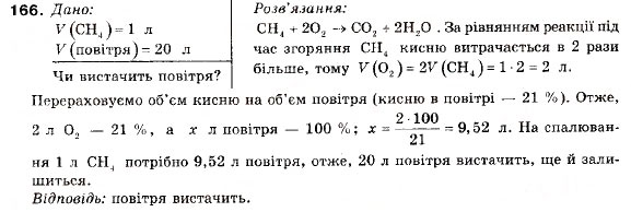 Завдання № 166 - § 17. Метан - ГДЗ Хімія 9 клас П.П. Попель, Л.С. Крикля 2009