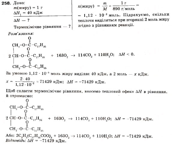 Завдання № 258 - § 28. Жири - ГДЗ Хімія 9 клас П.П. Попель, Л.С. Крикля 2009