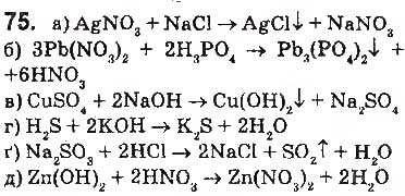 Завдання № 75 - § 10. Йонно-молекулярні рівняння - ГДЗ Хімія 9 клас П.П. Попель, Л.С. Крикля 2017
