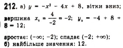 Завдання № 212 - § 4. Дослідження квадратичної функції і перетворення графіків функцій - ГДЗ Алгебра 9 клас Ю.І. Мальований, Г.М. Литвиненко, Г.М. Возняк 2009