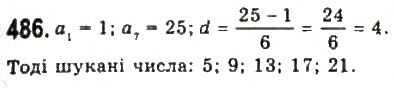 Завдання № 486 - § 10. Арифметична прогресія - ГДЗ Алгебра 9 клас Ю.І. Мальований, Г.М. Литвиненко, Г.М. Возняк 2009