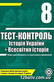 ГДЗ Історія України 8 клас В.В. Воропаєва (2011 рік) Тест-контроль