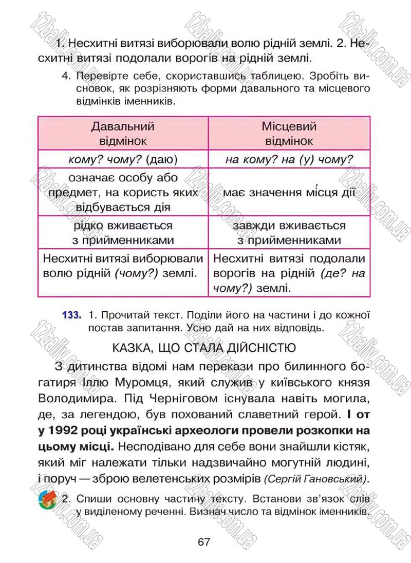 Сторінка 67 - Підручник Українська мова 4 клас Л.О. Варзацька, Г.Є. Зроль, Л.М. Шильцова 2015