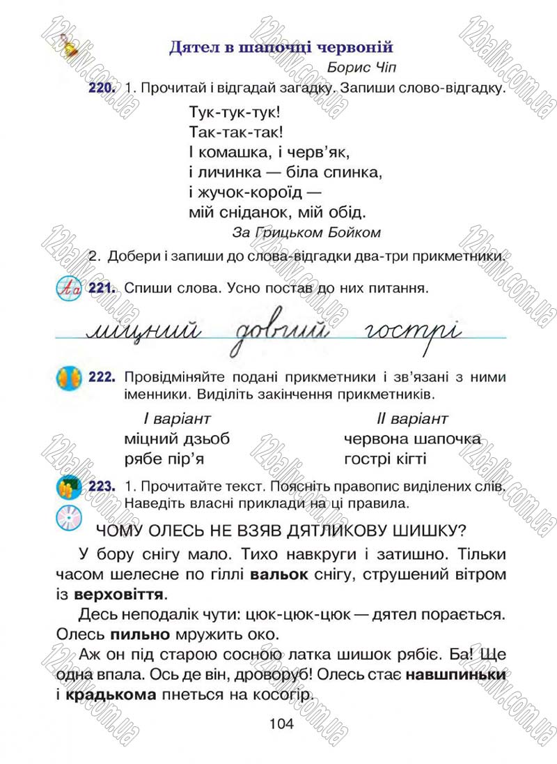 Сторінка 104 - Підручник Українська мова 4 клас Л.О. Варзацька, Г.Є. Зроль, Л.М. Шильцова 2015