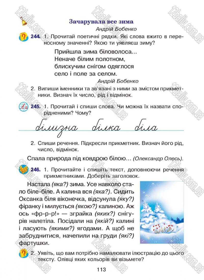 Сторінка 113 - Підручник Українська мова 4 клас Л.О. Варзацька, Г.Є. Зроль, Л.М. Шильцова 2015