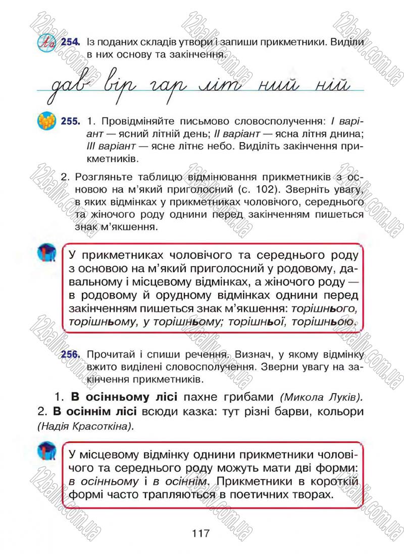 Сторінка 117 - Підручник Українська мова 4 клас Л.О. Варзацька, Г.Є. Зроль, Л.М. Шильцова 2015