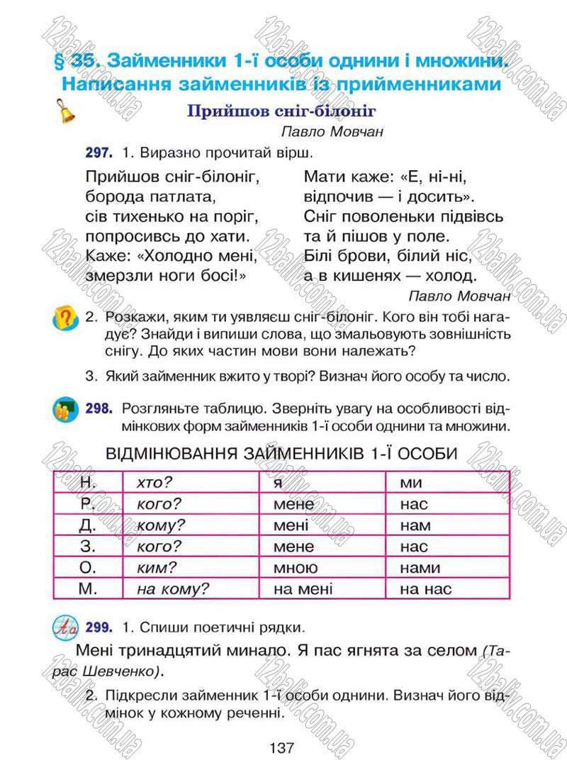 Сторінка 137 - Підручник Українська мова 4 клас Л.О. Варзацька, Г.Є. Зроль, Л.М. Шильцова 2015