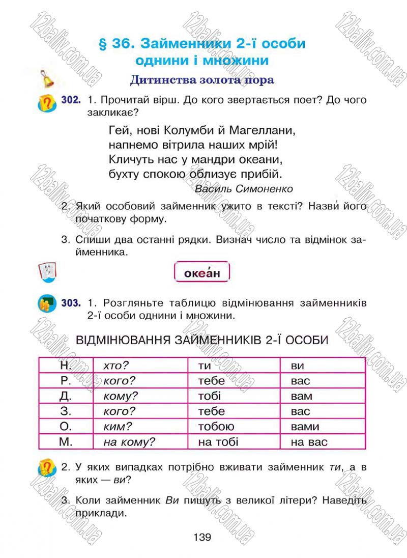 Сторінка 139 - Підручник Українська мова 4 клас Л.О. Варзацька, Г.Є. Зроль, Л.М. Шильцова 2015