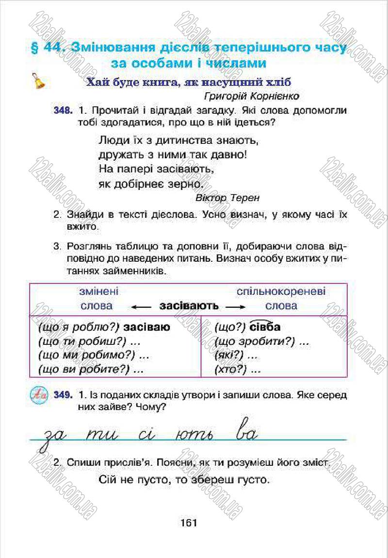 Сторінка 161 - Підручник Українська мова 4 клас Л.О. Варзацька, Г.Є. Зроль, Л.М. Шильцова 2015