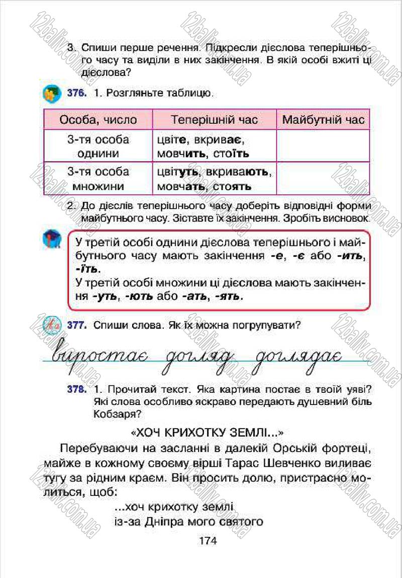 Сторінка 174 - Підручник Українська мова 4 клас Л.О. Варзацька, Г.Є. Зроль, Л.М. Шильцова 2015