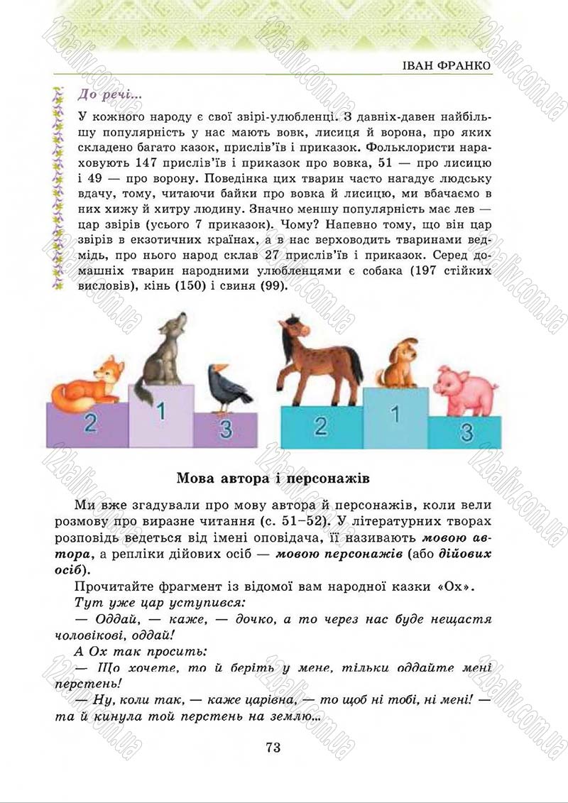 Сторінка 73 - Підручник Українська література 5 клас О.М. Авраменко 2013