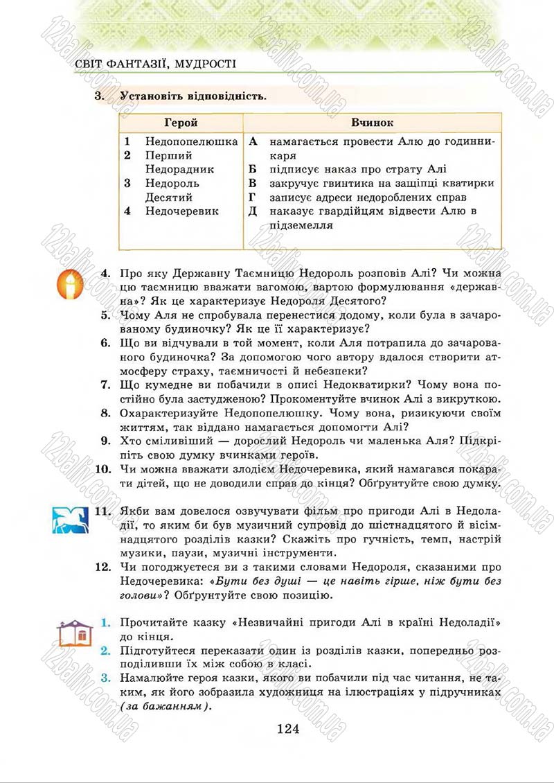 Сторінка 124 - Підручник Українська література 5 клас О.М. Авраменко 2013
