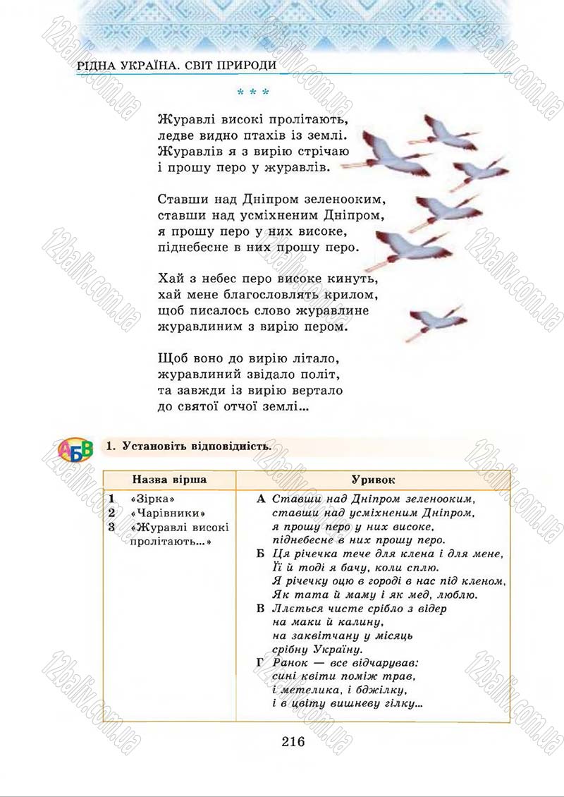 Сторінка 216 - Підручник Українська література 5 клас О.М. Авраменко 2013