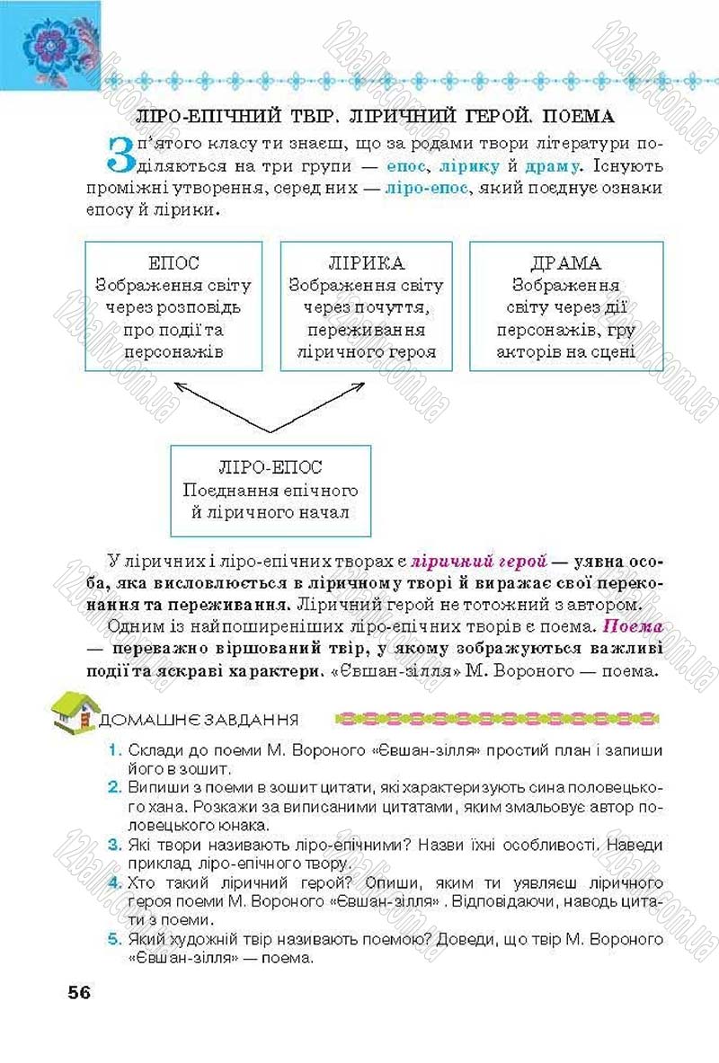 Сторінка 56 - Підручник Українська література 6 клас Коваленко 2014 - скачати онлайн