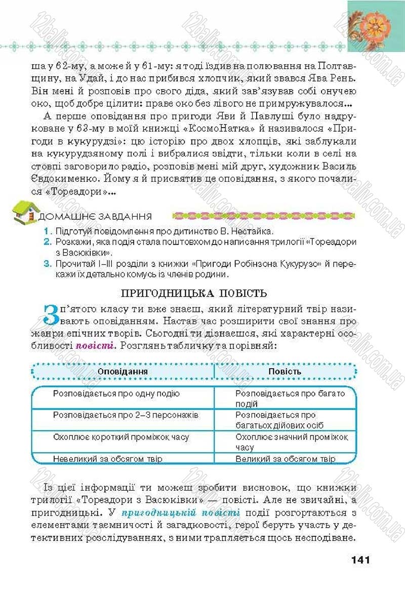 Сторінка 141 - Підручник Українська література 6 клас Коваленко 2014 - скачати онлайн