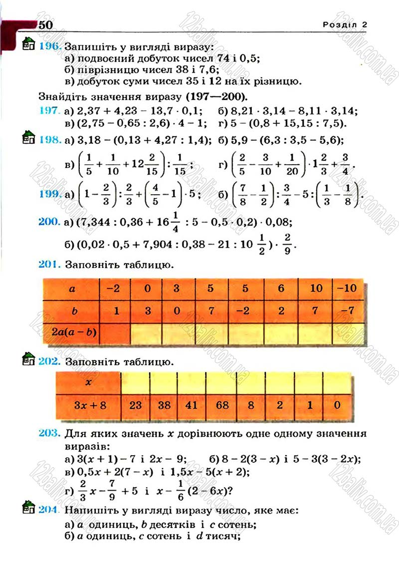 Сторінка 50 - Підручник Алгебра 7 клас Г.П. Бевз, В.Г. Бевз 2007