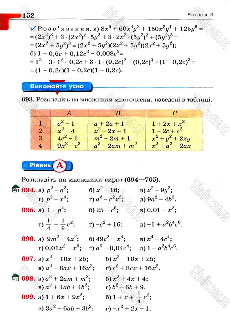 Сторінка 152 - Підручник Алгебра 7 клас Г.П. Бевз, В.Г. Бевз 2007