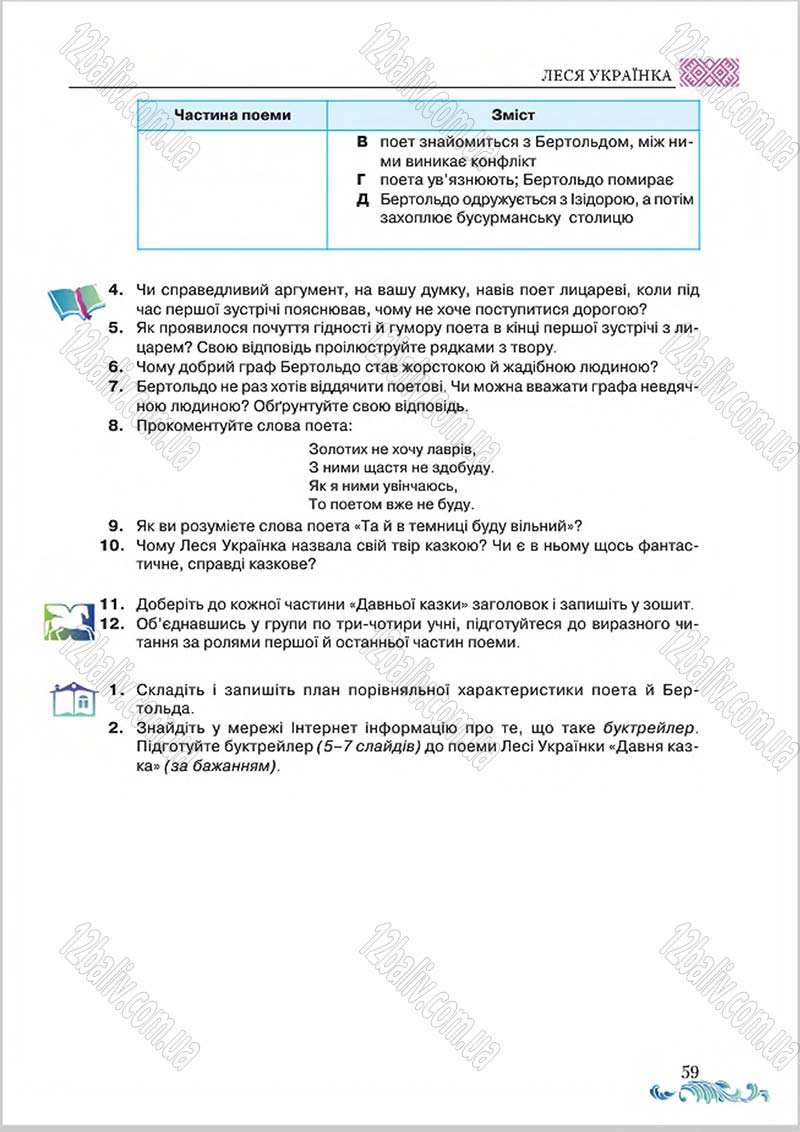 Сторінка 59 - Підручник Українська література 8 клас О. М. Авраменко 2016