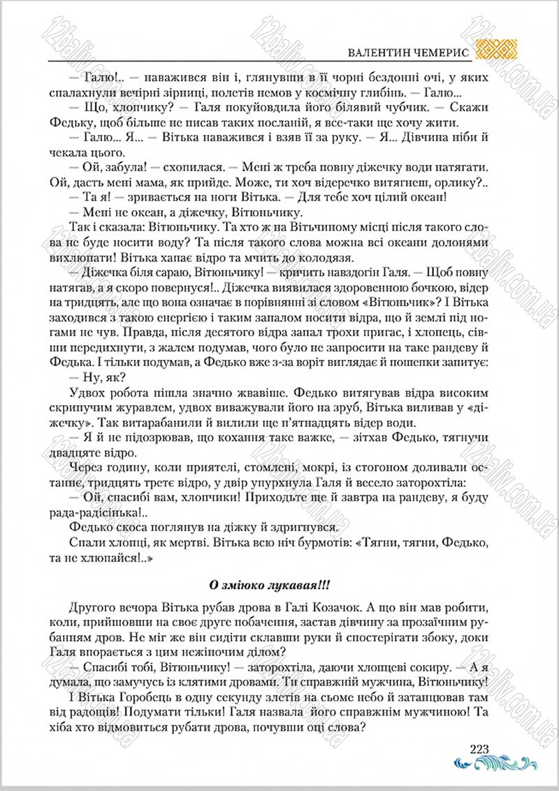 Сторінка 223 - Підручник Українська література 8 клас О. М. Авраменко 2016