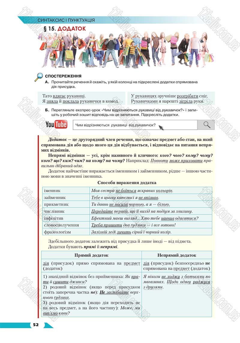 Сторінка 52 - Підручник Українська мова 8 клас Авраменко 2016 - скачати онлайн