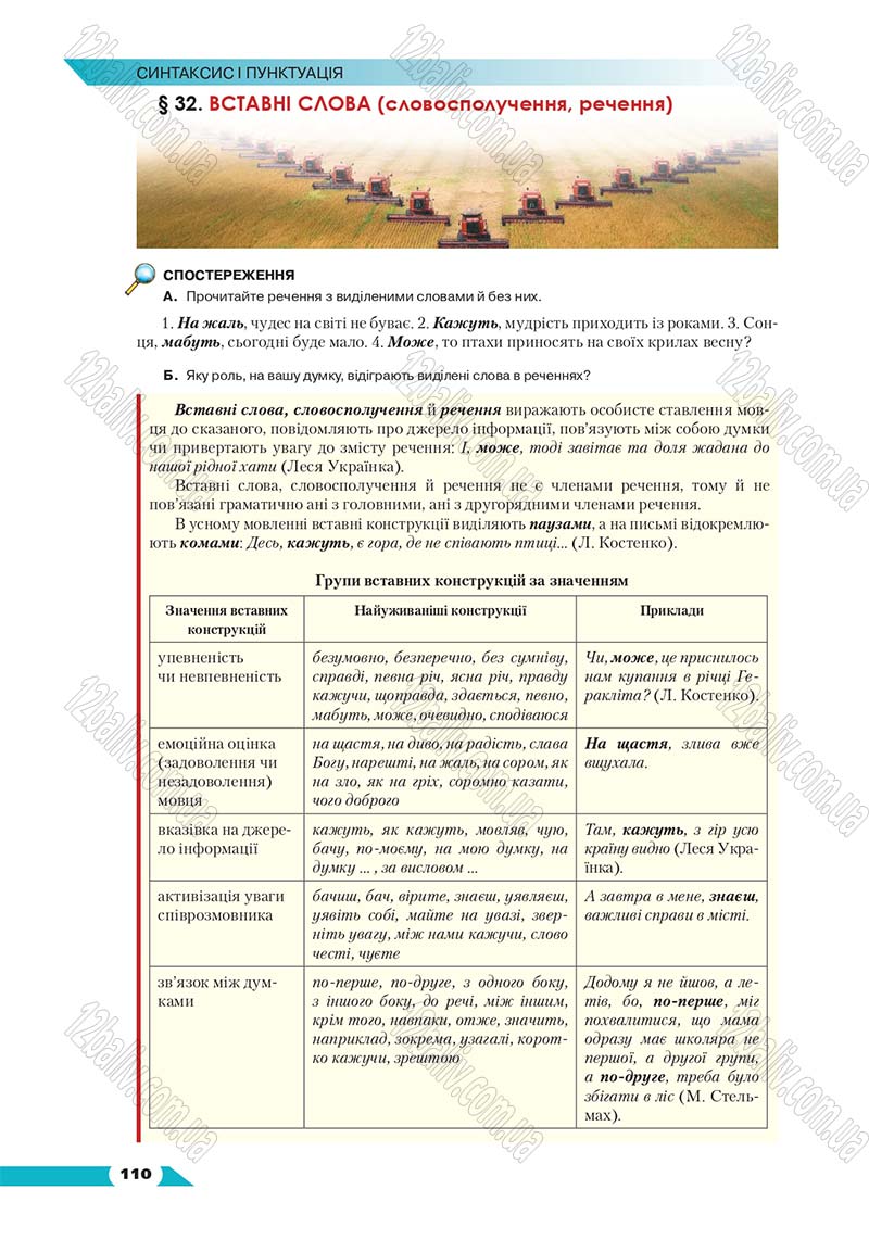 Сторінка 110 - Підручник Українська мова 8 клас Авраменко 2016 - скачати онлайн