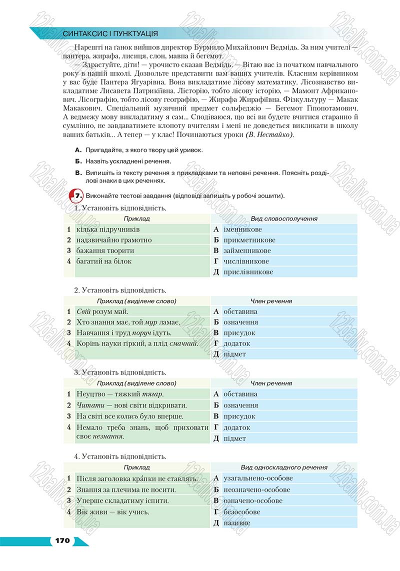 Сторінка 170 - Підручник Українська мова 8 клас Авраменко 2016 - скачати онлайн