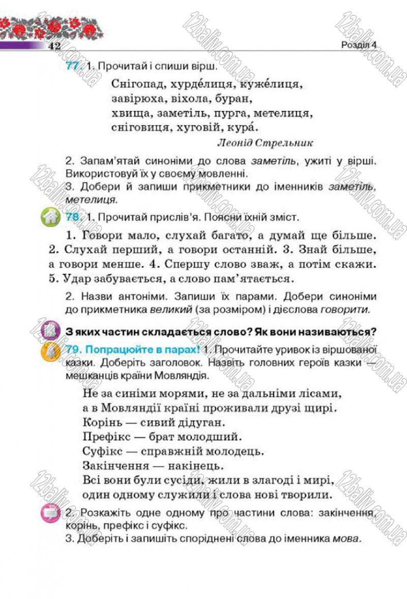 Сторінка 42 - Підручник Українська мова 4 клас М.С. Вашуленко, С.Г. Дубовик 2015