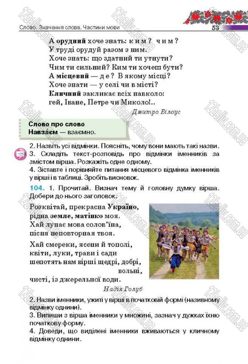 Сторінка 53 - Підручник Українська мова 4 клас М.С. Вашуленко, С.Г. Дубовик 2015