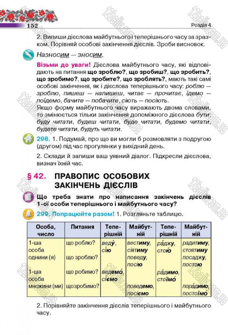 Сторінка 152 - Підручник Українська мова 4 клас М.С. Вашуленко, С.Г. Дубовик 2015