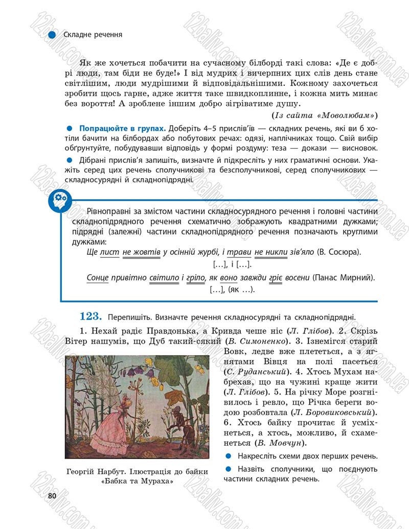 Сторінка 80 - Підручник Українська мова 9 клас О.П. Глазова 2017