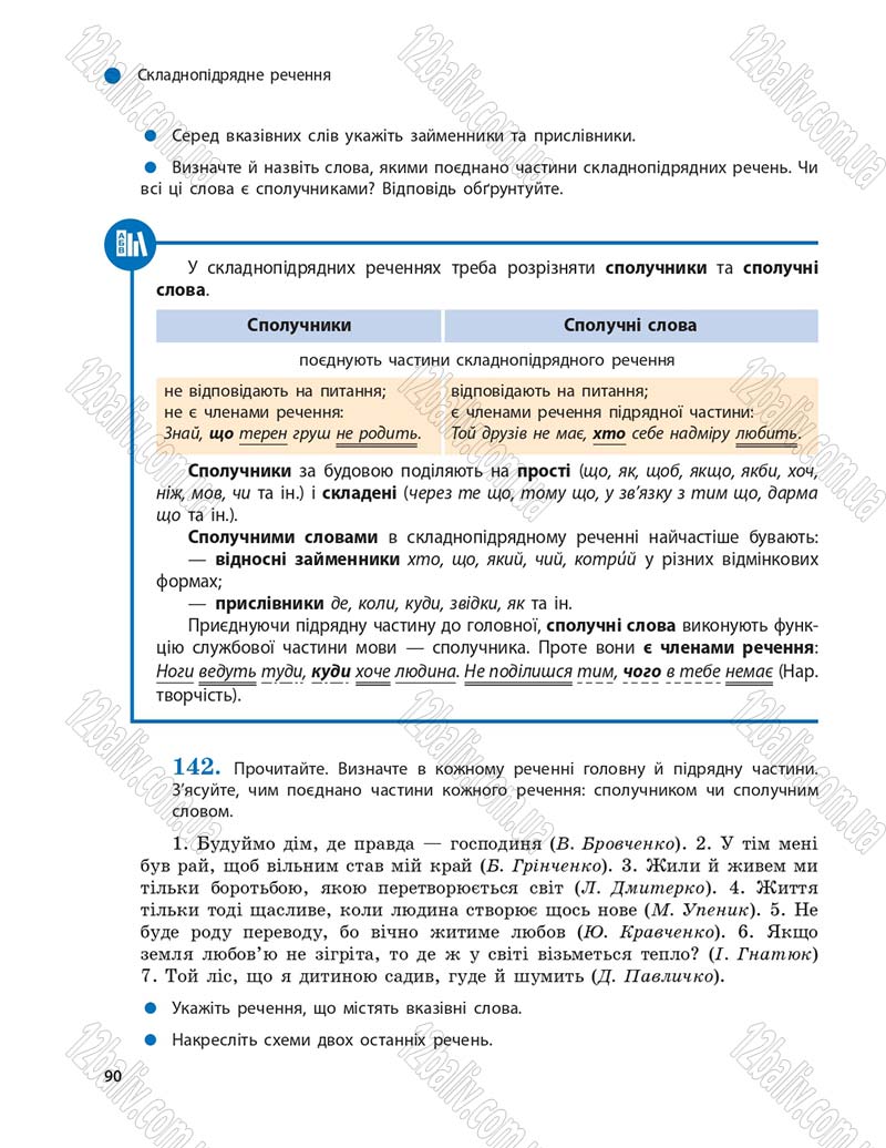 Сторінка 90 - Підручник Українська мова 9 клас О.П. Глазова 2017
