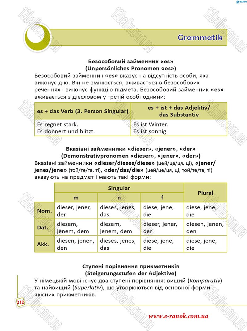 Сторінка 212 - Підручник Німецька мова 5 клас С.І. Сотникова, Г.В. Гоголєва 2013 - 5 рік навчання