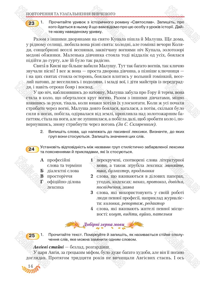 Сторінка 14 - Підручник Українська мова 8 клас С.Я. Єрмоленко, В.Т. Сичова, М.Г. Жук 2016