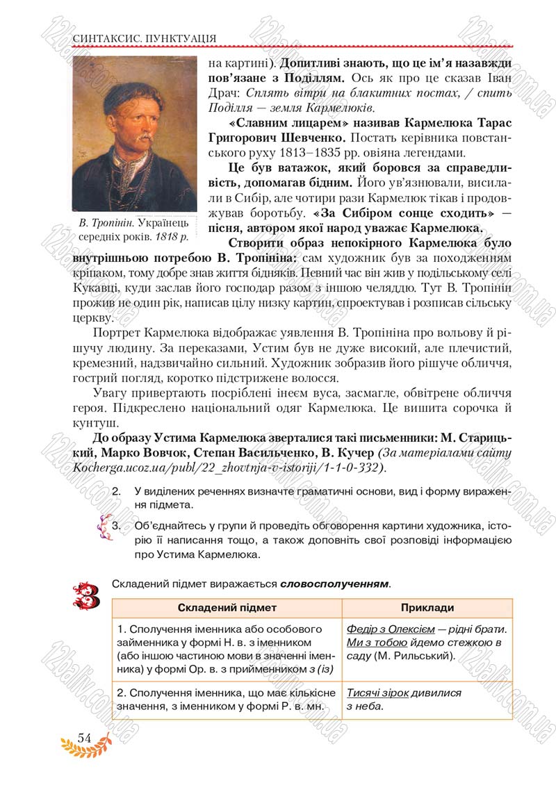 Сторінка 54 - Підручник Українська мова 8 клас С.Я. Єрмоленко, В.Т. Сичова, М.Г. Жук 2016