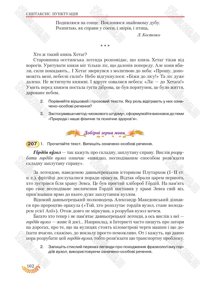 Сторінка 102 - Підручник Українська мова 8 клас С.Я. Єрмоленко, В.Т. Сичова, М.Г. Жук 2016